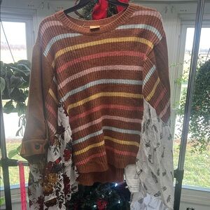 Upcycled Striped Brown Sweater